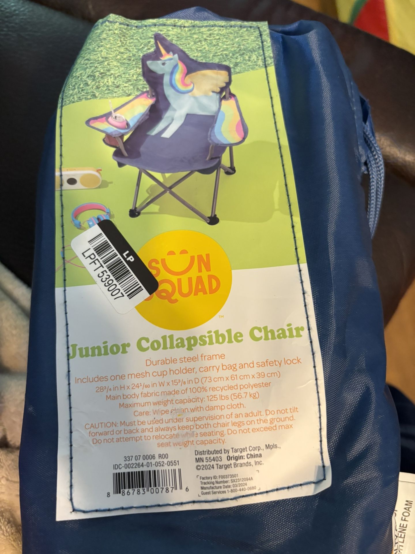Kids Sun Squad New In Bag Foldable Chair. Pu Bridgewater