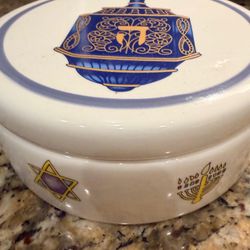 Two piece Ceramic Hanukkah limited box for dreidel or candies or other trinkets