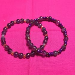 Amethyst Semiprecious Gemstone Stretch Bracelet Size 7.5 Inches