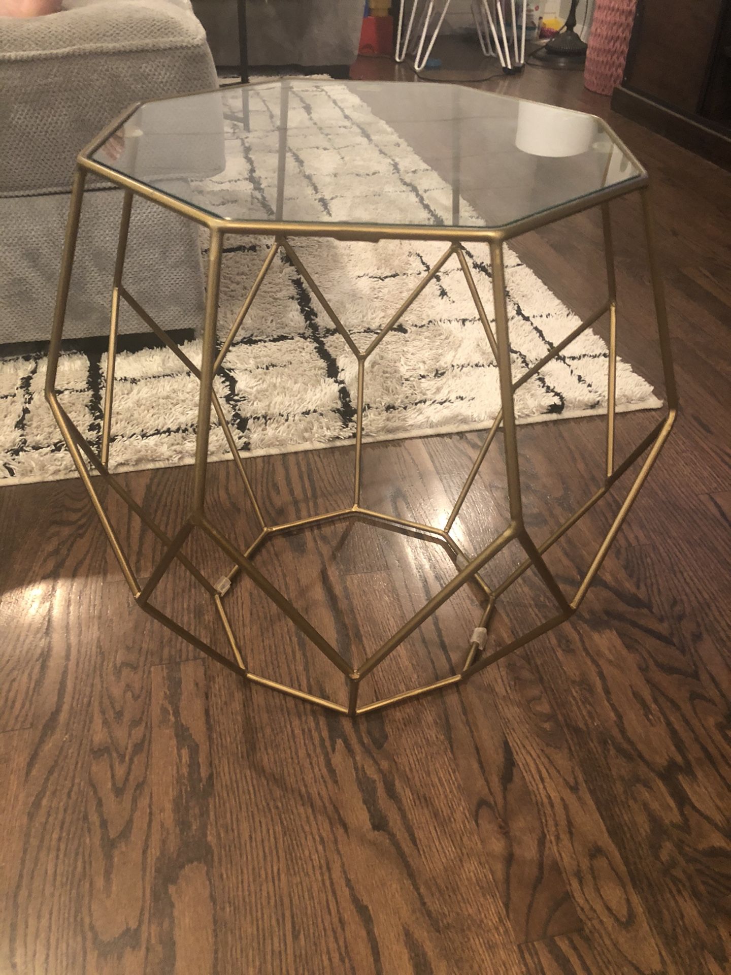 End table with glass top