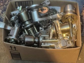 8"x11"×6"" box of metal parts. Door handles and parts i dont know what they are