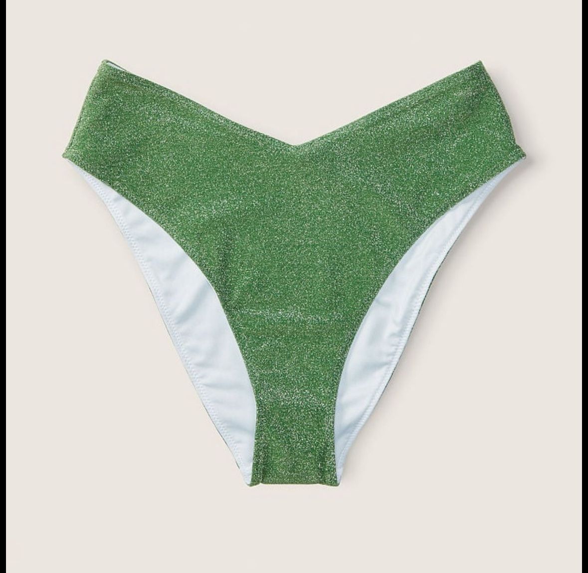 NWT Green Brazilian Shimmer High Waist Cheeky Bikini Bottom S PINK reversible