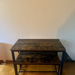 Rustic Brown Dining Room Table Set With 2 Benches