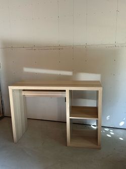 IKEA KALLAX Desk with Built-in Storage Shelves – White Stained Oak Effect