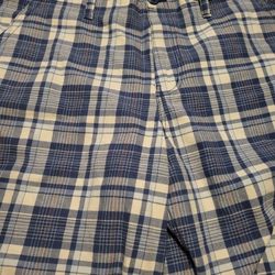 Aeropostale Flat Front Chino Plaid Shorts 38