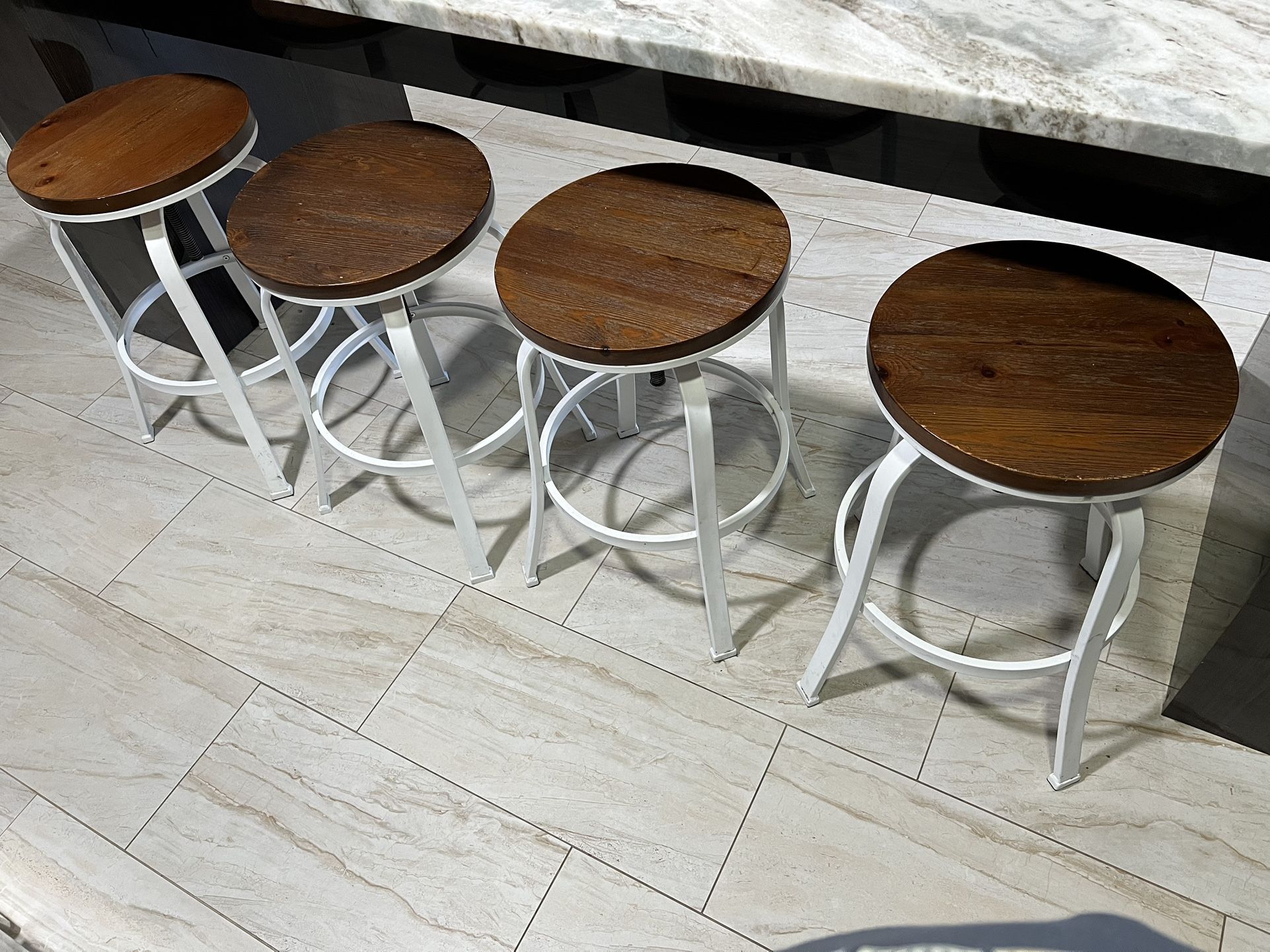 Stools (4) Wood And Metal