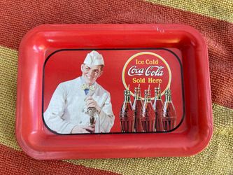 1997 reproduction Coca-Cola metal serving tray featuring a "soda jerk" advertising design