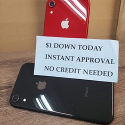 Apple IPhone XR 64gb  Unlocked, FREE Smartwach/ Headphones. Pay $1 Today Rest in payments. NO CREDIT NEEDED FINANCING