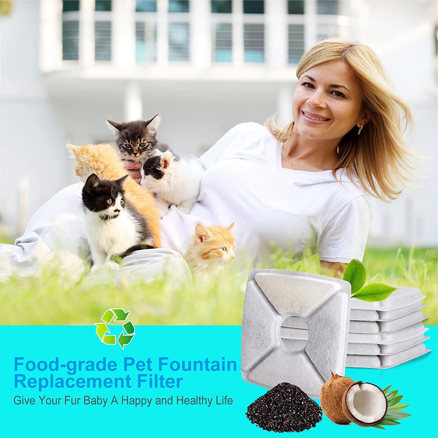 4 Food Grade Universal Pet At Dog Fountain Water Dispenser Premium Replacement Filter Ion Carbon NIB