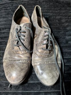 Born Gray Leather Oxford Lace-Up Shoes Size 8