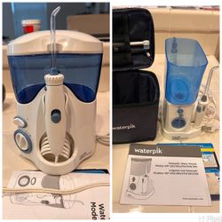 2 Waterpik Electric Water Flossers - One Main & One Compact Traveler Set w/ new Tips