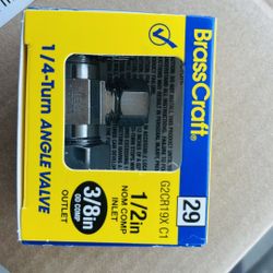 Brass Craft 1/4 Turn Angle Valve ( 1/2” NOM COMP INLET) 3/8” OD Comp Outlet