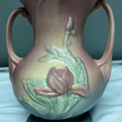 Hull Art Pottery Double Handled Flowered Vase