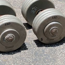 PAIR  OF  PRO STYLE  110 LB  (PLATED)  DUMBBELLS

