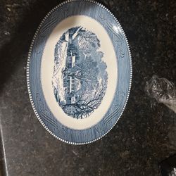 Currier And Ives Oval Platter 
