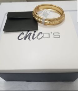 Chico's Goldtone textured cuff bracelet