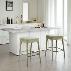 Green Fabric Barstool Chairs 2 Pcs 