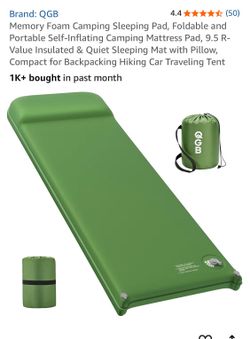QGB new memory foam self inflating camping sleeping pad W pillow