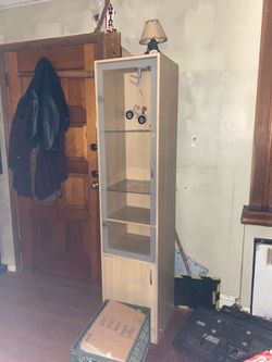 Tall Glass Door Display Curio Cabinet
