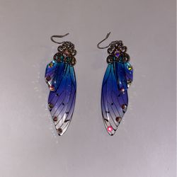 Butterfly Wing Drop Dangle Earrings Gold Plated Crystal Rhinestone
