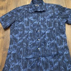 Men’s Blue Button Short Sleeve Shirt Size Large By Van Heusen #2
