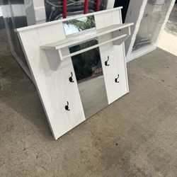Hallway Shelf With Hooks And Mirror