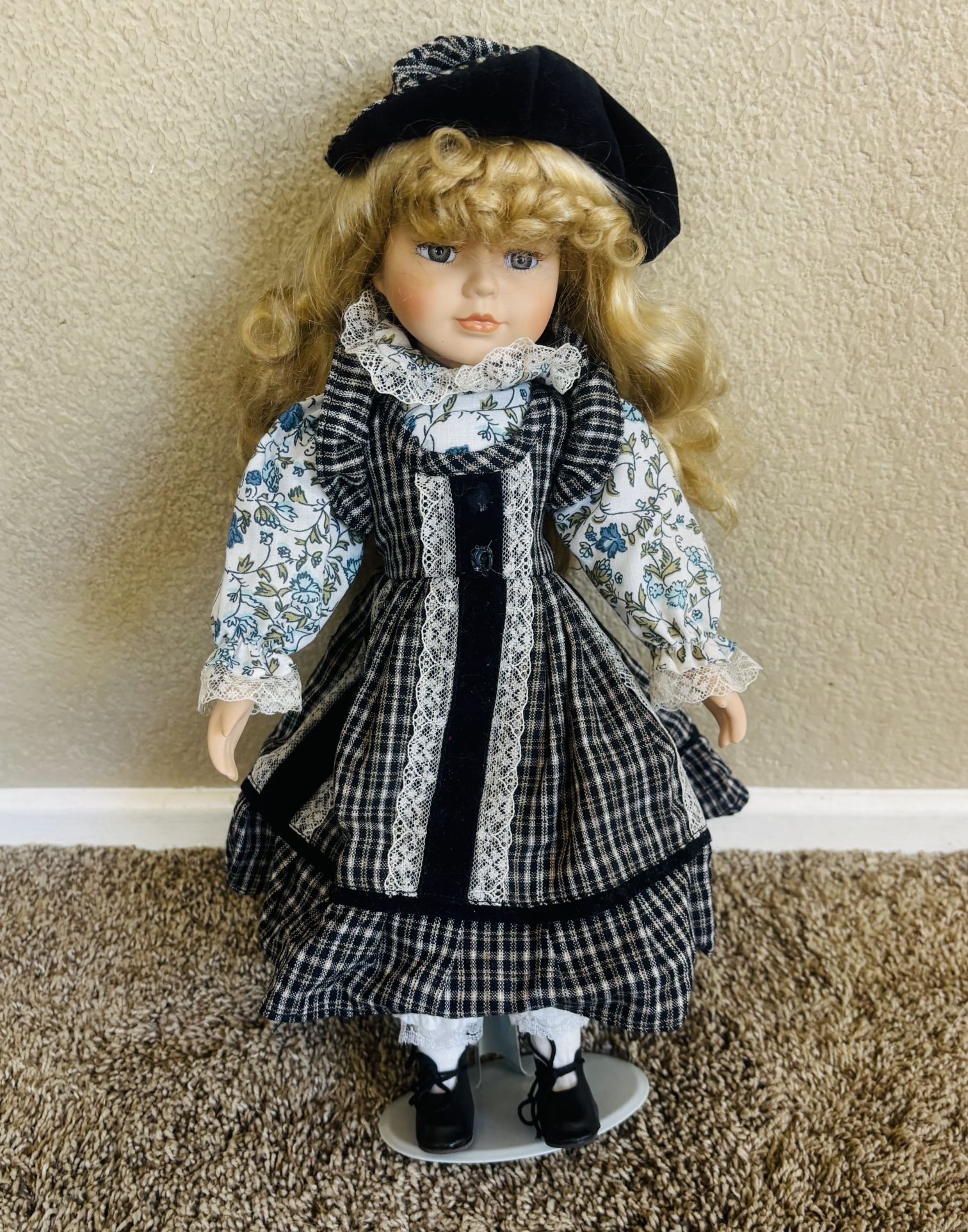 Beautiful Blonde Porcelain Girl Doll Handmade Vintage