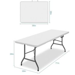 6 ft Folding Table, Foldable Dining Table, White Plastic Table