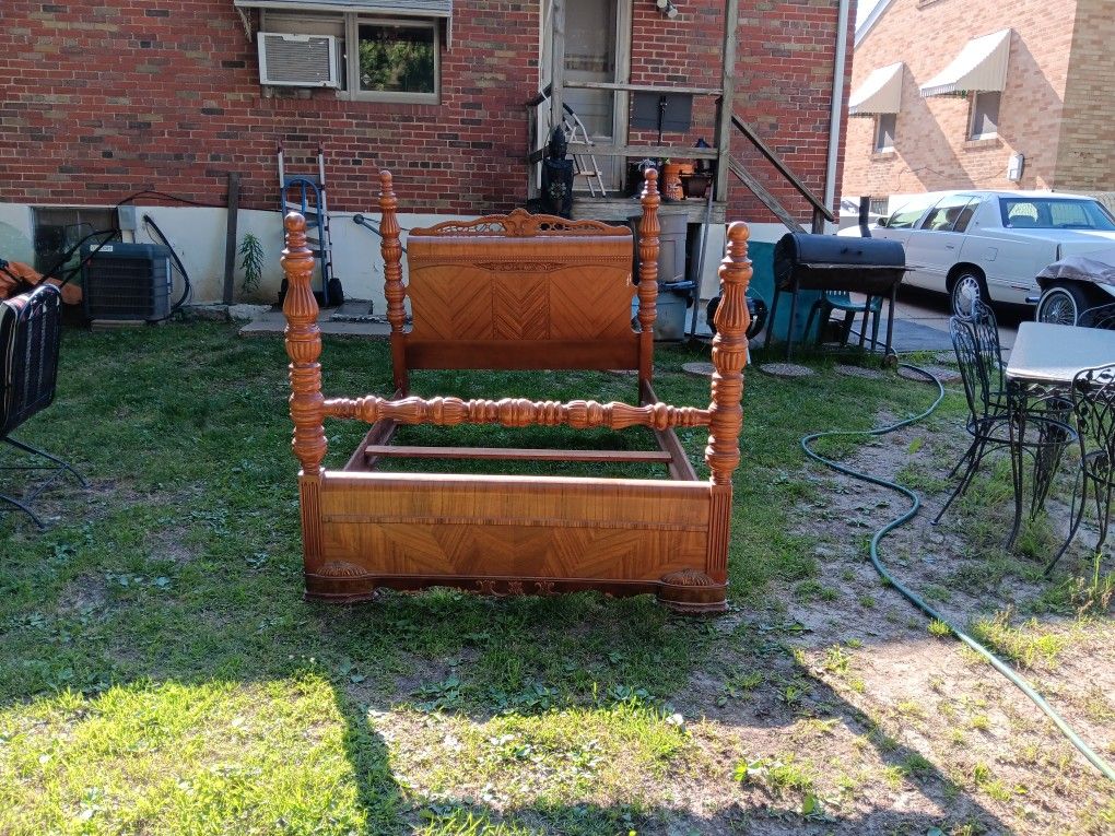 Old Vintage Full Size All Wood Bed Frame
