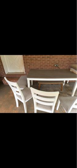 Rustic 6-Piece Dining Table Set (4 Chairs + Bench) – Fully Assembled!
