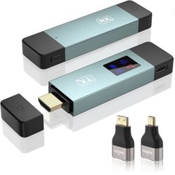 Wireless Hdmi Transmitter and Receiver, Wireless HD Extender Plug & Play Portable 2.4G/5G with LED Screen Wireless Hdmi Kit for Streaming Video and Au
