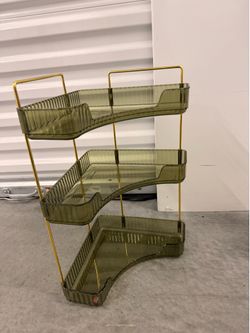 3-Tier Green and Gold Corner Organizer Shelf