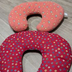 2 Red and Pink boppy nursing support pillows