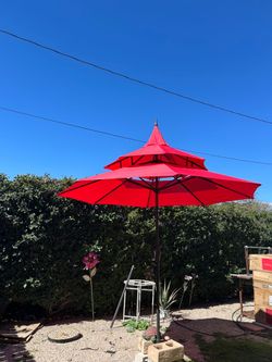 9" ft pagoda market umbrella patio color: red base not included