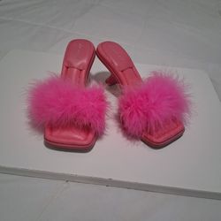 Pink Feather Heels Size 8