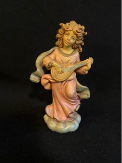 Vintage Angel Playing Harp Made Italy 5.5 Inches 351