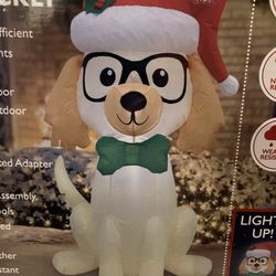 NEW Inflatable Dog Short Haired Havanese 4FT Light Up Outdoor Indoor Holiday