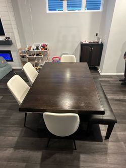 Dining Table Set (6–8 Person) With 6 Chairs + Extender Leaf