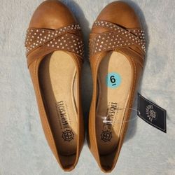 New Harborsides Women's Comfort Memory Foam Flat Shoes Brown Size 6