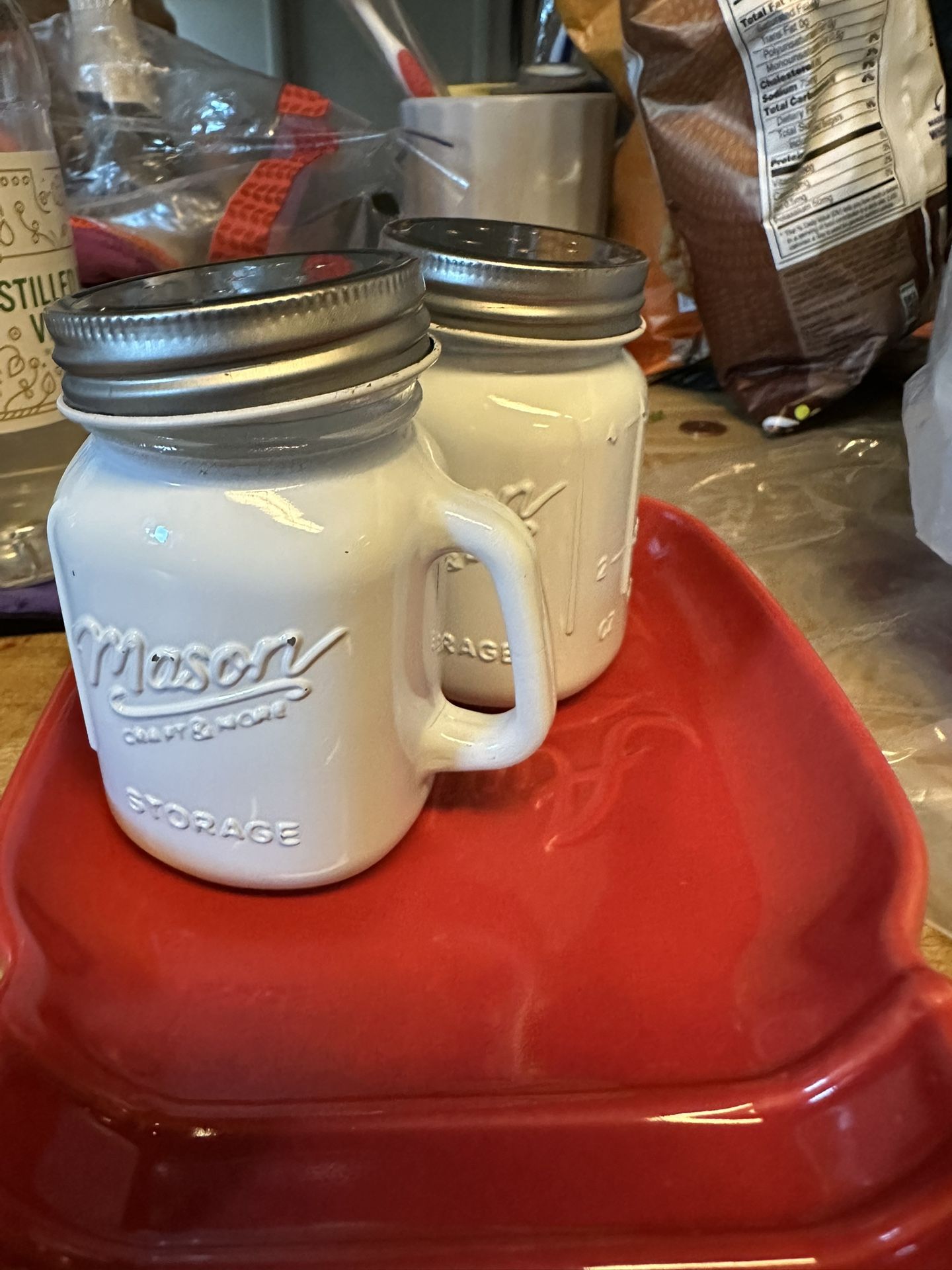 Mason Jar Salt And Pepper Shaker And Spoon Rest Set