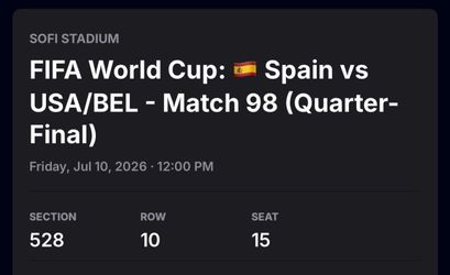 FIFA World Cup: Spain vs BEL - Match 98 (Quarter-Final)
