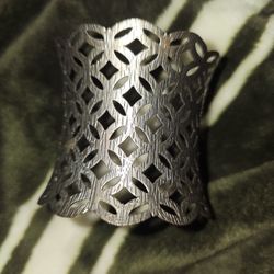 Silver Tone Filagree Cuff Bracelet 