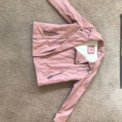 Pink Leather And Fluffy Jacket