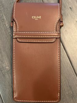 Celine Crossbody Tan leather sunglasses case phone purse