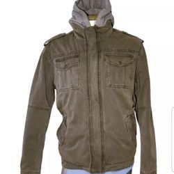 
  LEVIS BOMBER FLIGHT GREEN ARMY MILITARY REMOVABLE HOOD JACKET SIZE XL

Price Is Firm