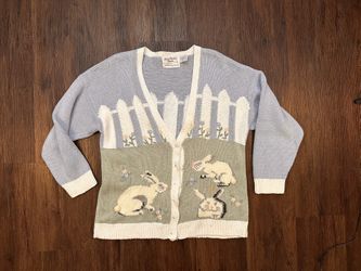 Vintage Easter Bunny Scenery Cardigan Sweater