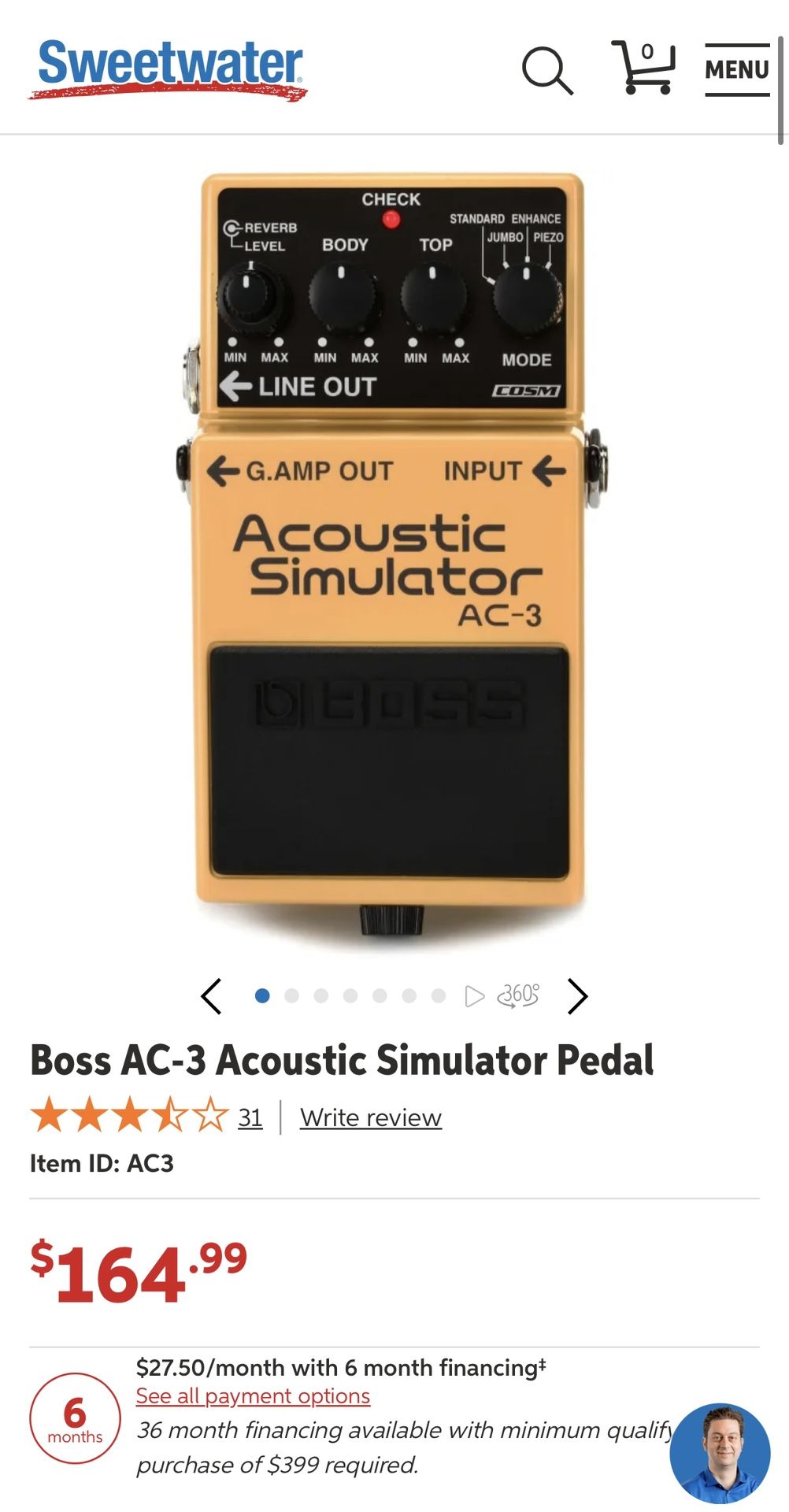 Boss AC-3 Acoustic Simulator Pedal
