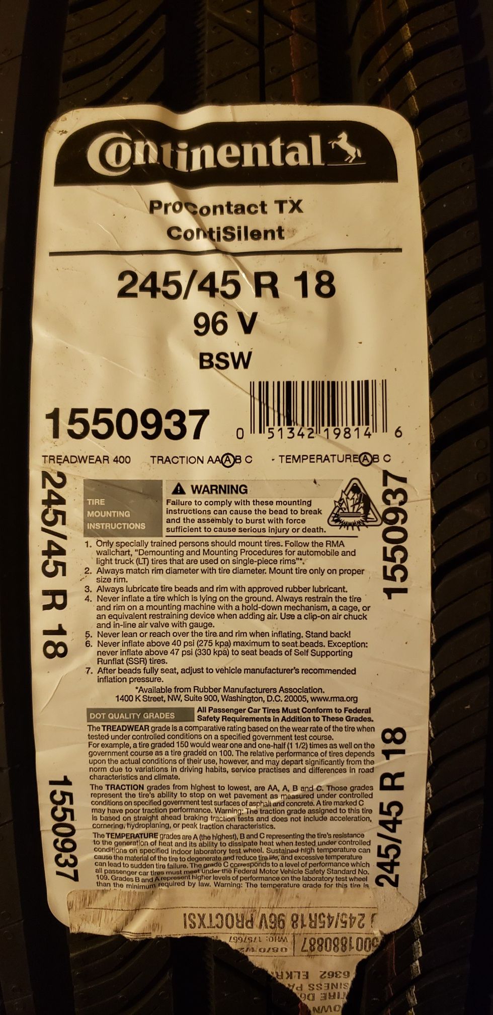 Brand new tires 245 45 18 Run Flat