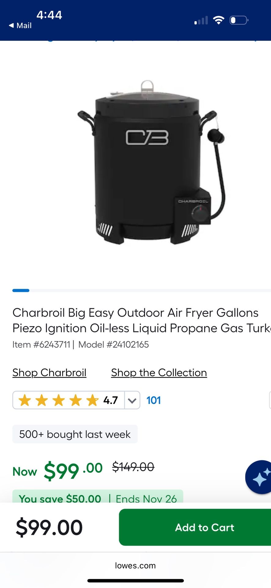 Oiless Liquid Propane Gas Turkey Fryer