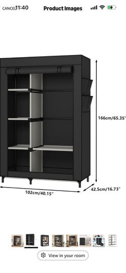 Black Portable Fabric Wardrobe Closet